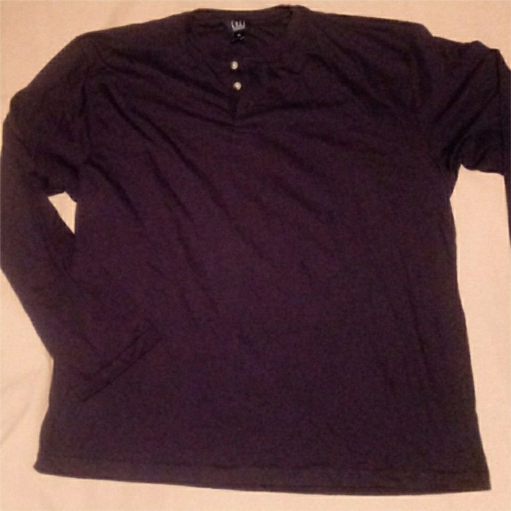 Men's Dark Navy Black Henley Long Sleeve